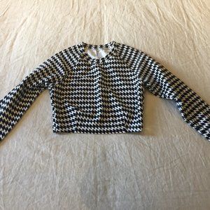 Houndstooth 3/4 Sleeve Crop Top